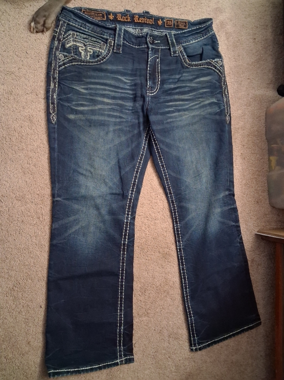 Rock Rivival Bruce Boot Cut Dark Blue Denim Jeans Size 36